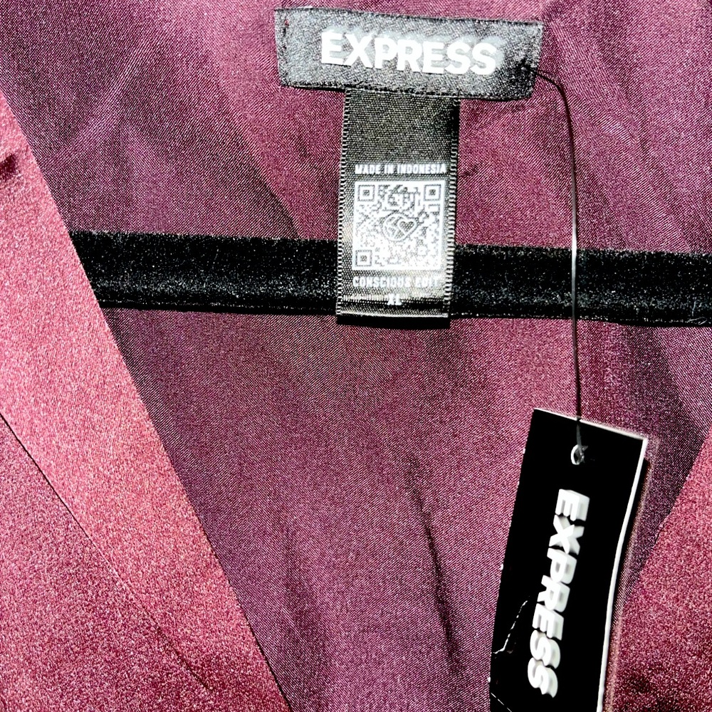 Express Long Sleeve Wrap Dress in Deep Burgundy - Picture 3 of 4